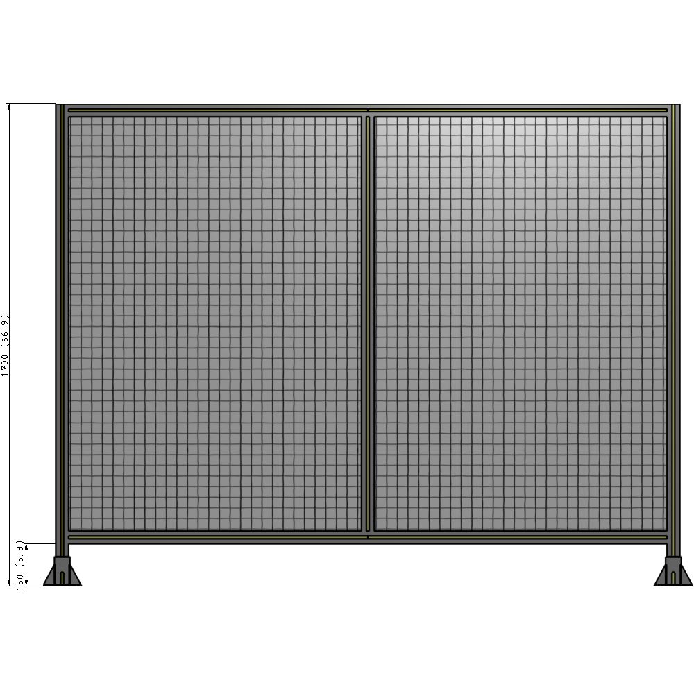 B3-1700-2200-0150-ZYMFK DOUBLE PANEL-LEG ON EACH SIDE 1700MM X 2200MM 1" MESH, FULLY ASSEMBLED