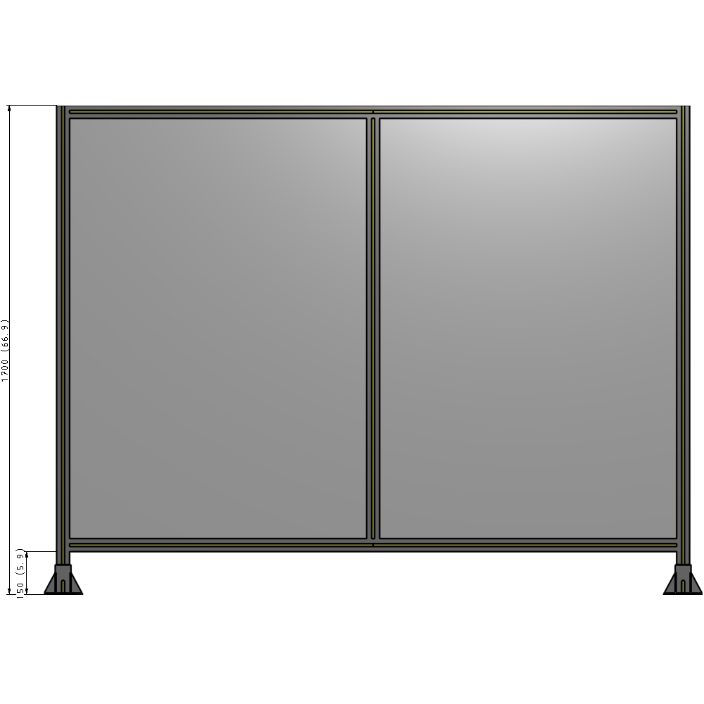 B3-1700-2200-0150-ZYPFA DOUBLE PANEL-LEG ON EACH SIDE 1700MM X 2200MM 1/4" POLYCARBONATE, AS A KIT