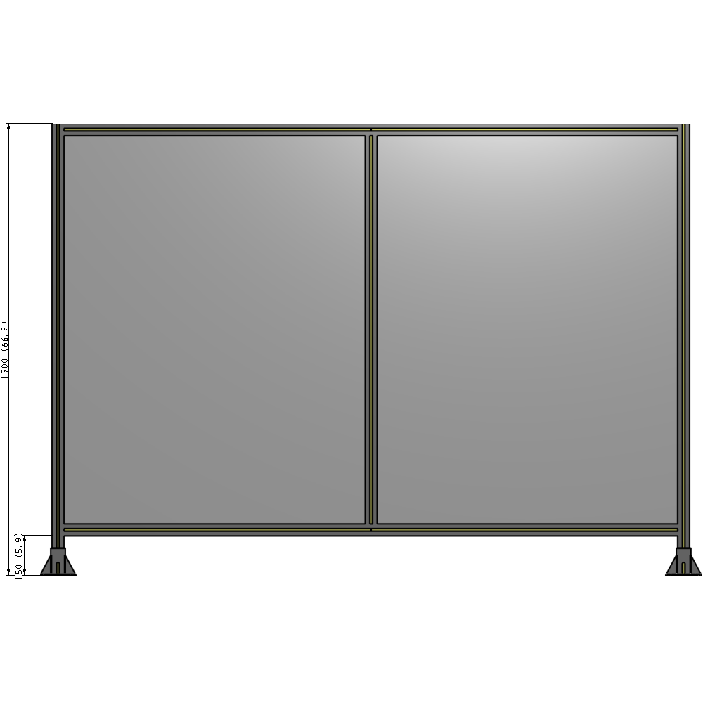 B3-1700-2400-0150-ZYPFA DOUBLE PANEL-LEG ON EACH SIDE 1700MM X 2400MM 1/4" POLYCARBONATE, AS A KIT