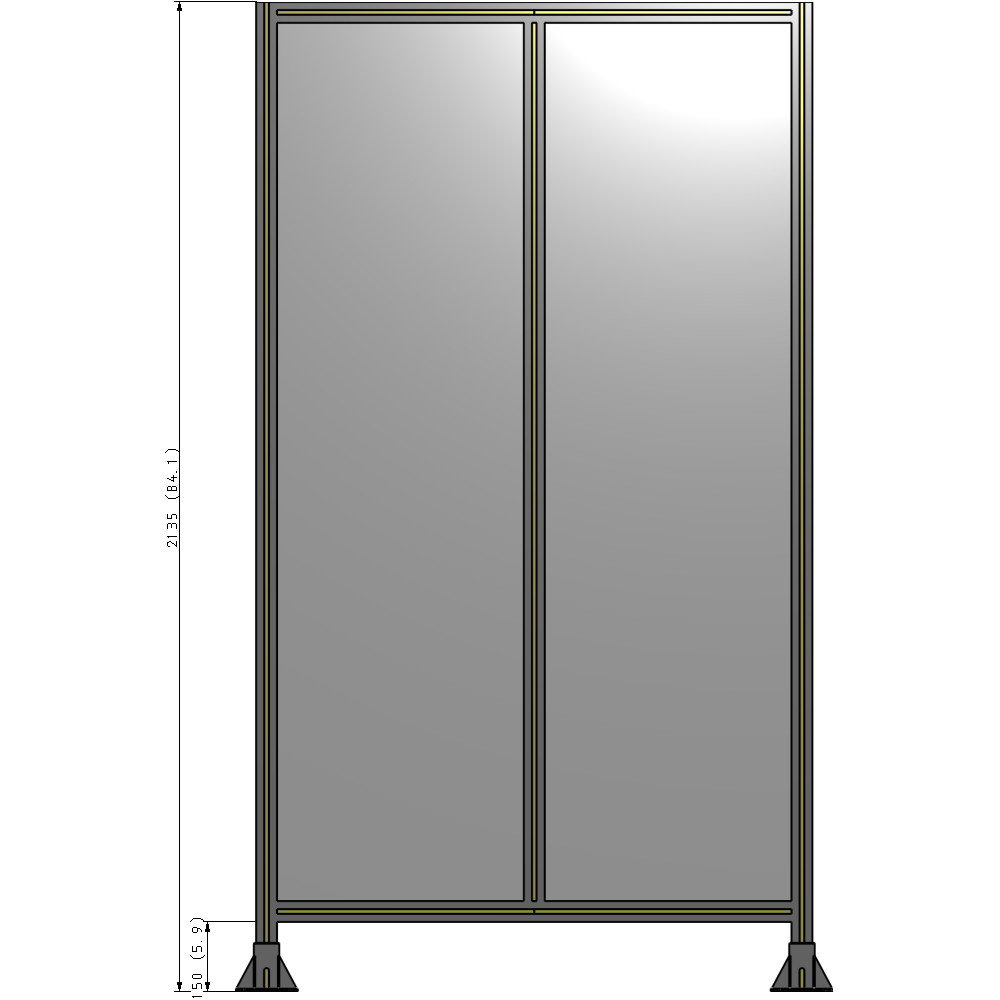 B3-2135-1200-0150-ZYPFK DOUBLE PANEL-LEG ON EACH SIDE 2135MM X 1200MM 1/4" POLYCARBONATE, FULLY ASSEMBLED