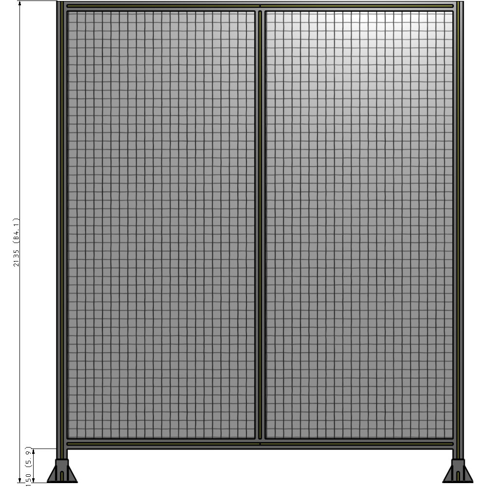 B3-2135-1800-0150-ZYMFK DOUBLE PANEL-LEG ON EACH SIDE 2135MM X 1800MM 1" MESH, FULLY ASSEMBLED