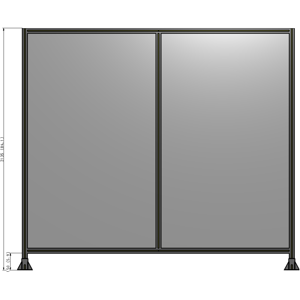 B3-2135-2400-0150-ZYPFA DOUBLE PANEL-LEG ON EACH SIDE  2135MM X 2400MM  1/4" POLYCARBONATE, FULLY ASSEMBLED