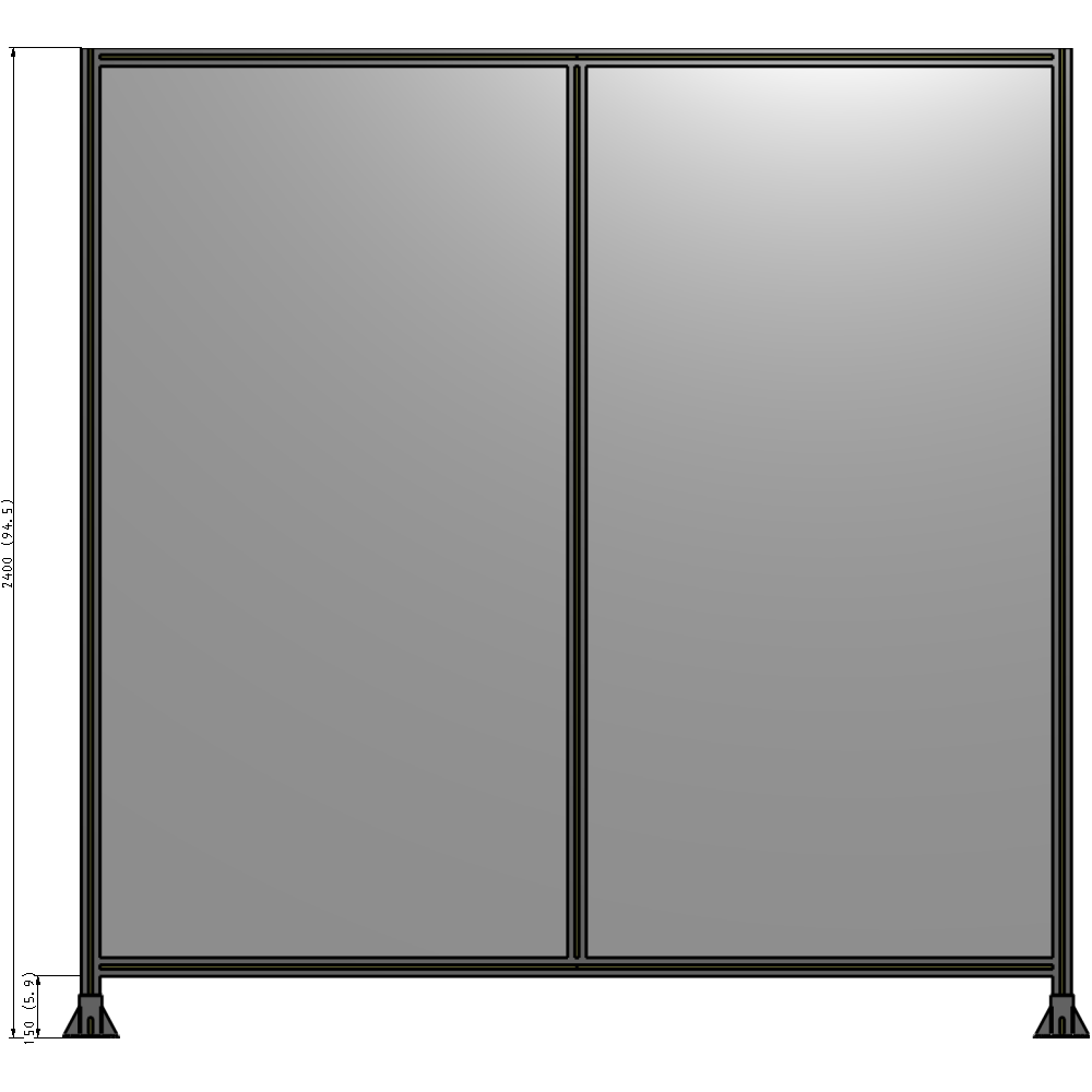 B3-2400-2400-0150-ZYPFA DOUBLE PANEL-LEG ON EACH SIDE  2400MM X 2400MM  1/4" POLYCARBONATE, AS A KIT