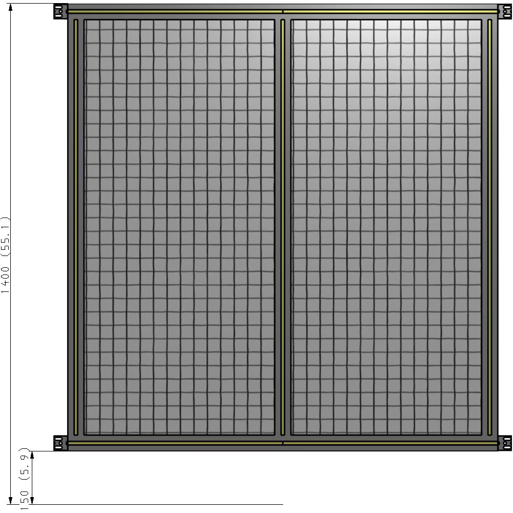 B4-1400-1200-0150-HYMZA DOUBLE PANEL-NO LEGS, HINGE CONNECTORS 1400MM X 1200MM 1" MESH, AS A KIT