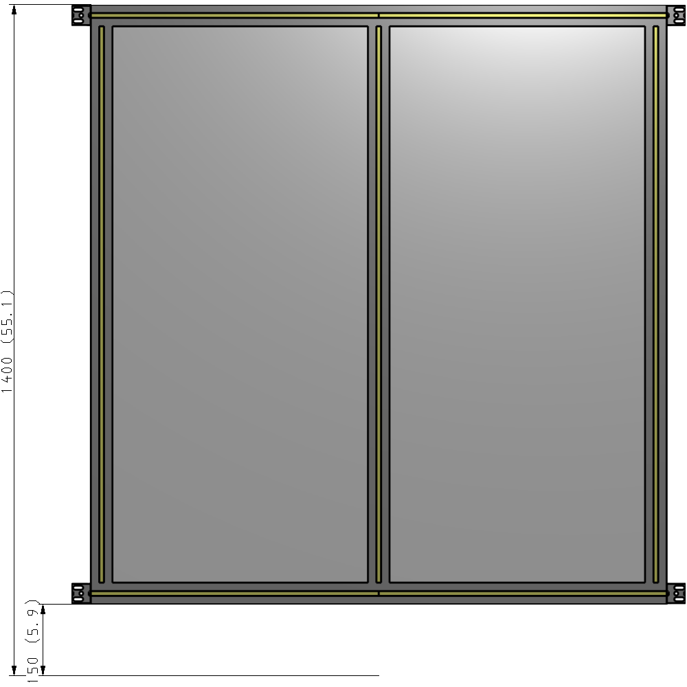 B4-1400-1200-0150-HYPZK DOUBLE PANEL-NO LEGS, HINGE CONNECTORS 1400MM X 1200MM  1/4" POLYCARBONATE, ASSEMBLED