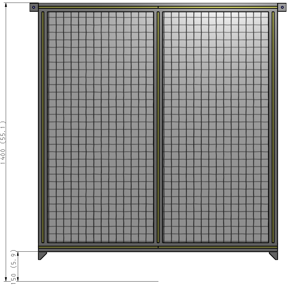B4-1400-1200-0150-TYMZK DOUBLE PANEL-NO LEGS, TIE PLATE AND ANGLE CONNECTORS 1400MM X 1200MM  1" MESH, FULLY ASSEMBLED