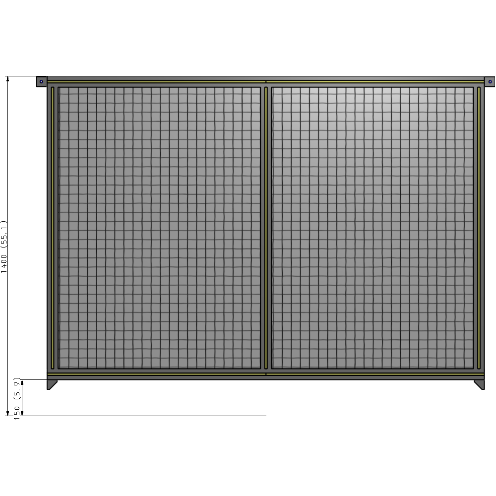 B4-1400-1800-0150-TYMZK DOUBLE PANEL-NO LEGS, TIE PLATE AND ANGLE CONNECTORS 1400MM X 1800MM  1" MESH, FULLY ASSEMBLED