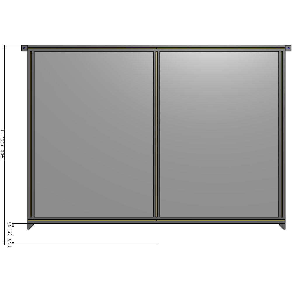 B4-1400-1800-0150-TYPZA DOUBLE PANEL-NO LEGS, TIE PLATE AND ANGLE CONNECTORS 1400MM X 1800MM 1/4" POLYCARBONATE, AS A KIT