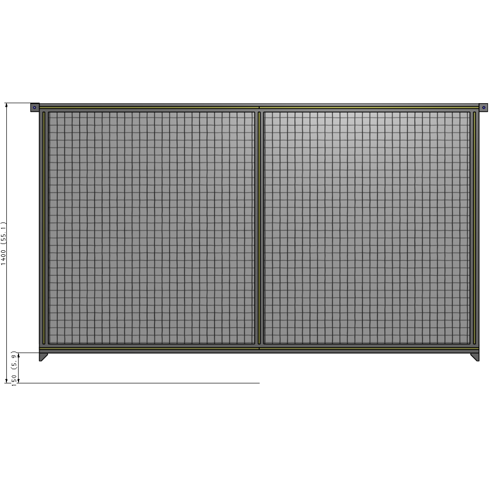 B4-1400-2200-0150-TYMZA DOUBLE PANEL-NO LEGS, TIE PLATE AND ANGLE CONNECTORS 1400MM X 2200MM  1" MESH, FULLY ASSEMBLED