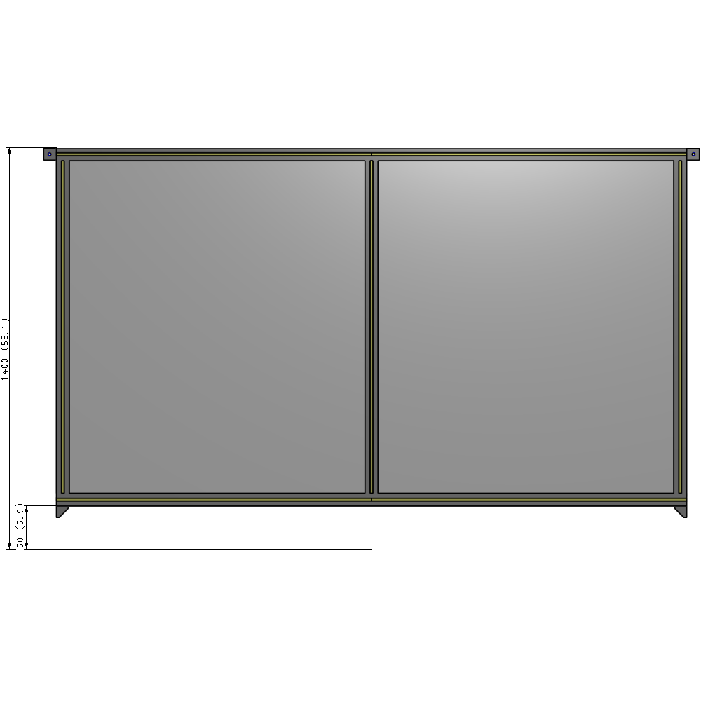 B4-1400-2200-0150-TYPZK DOUBLE PANEL-NO LEGS, TIE PLATE AND ANGLE CONNECTORS 1400MM X 2200MM 1/4" POLYCARBONATE, AS A KIT