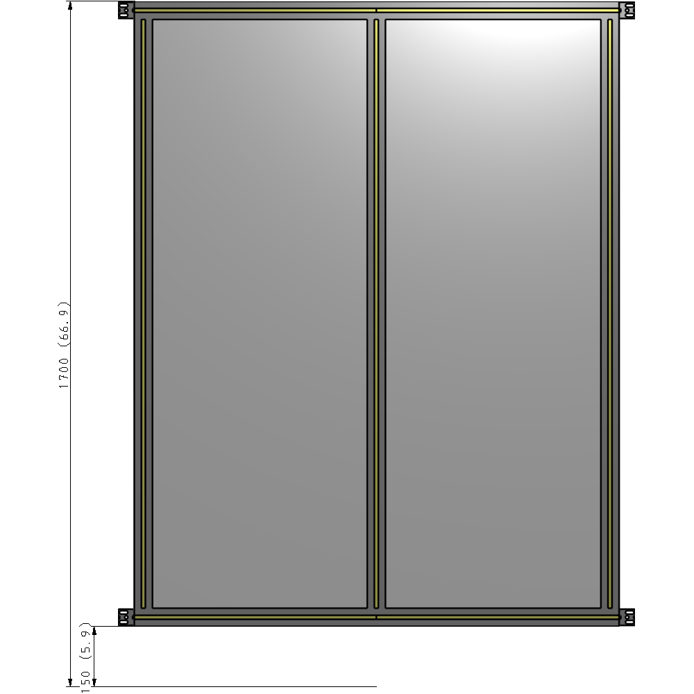 B4-1700-1200-0150-HYPZK DOUBLE PANEL-NO LEGS, HINGE CONNECTORS 1700MM X 1200MM  1/4" POLYCARBONATE, AS A KIT