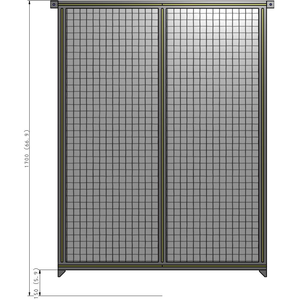 B4-1700-1200-0150-TYMZK DOUBLE PANEL-NO LEGS, TIE PLATE AND ANGLE CONNECTORS 1700MM X 1200MM  1" MESH, FULLY ASSEMBLED