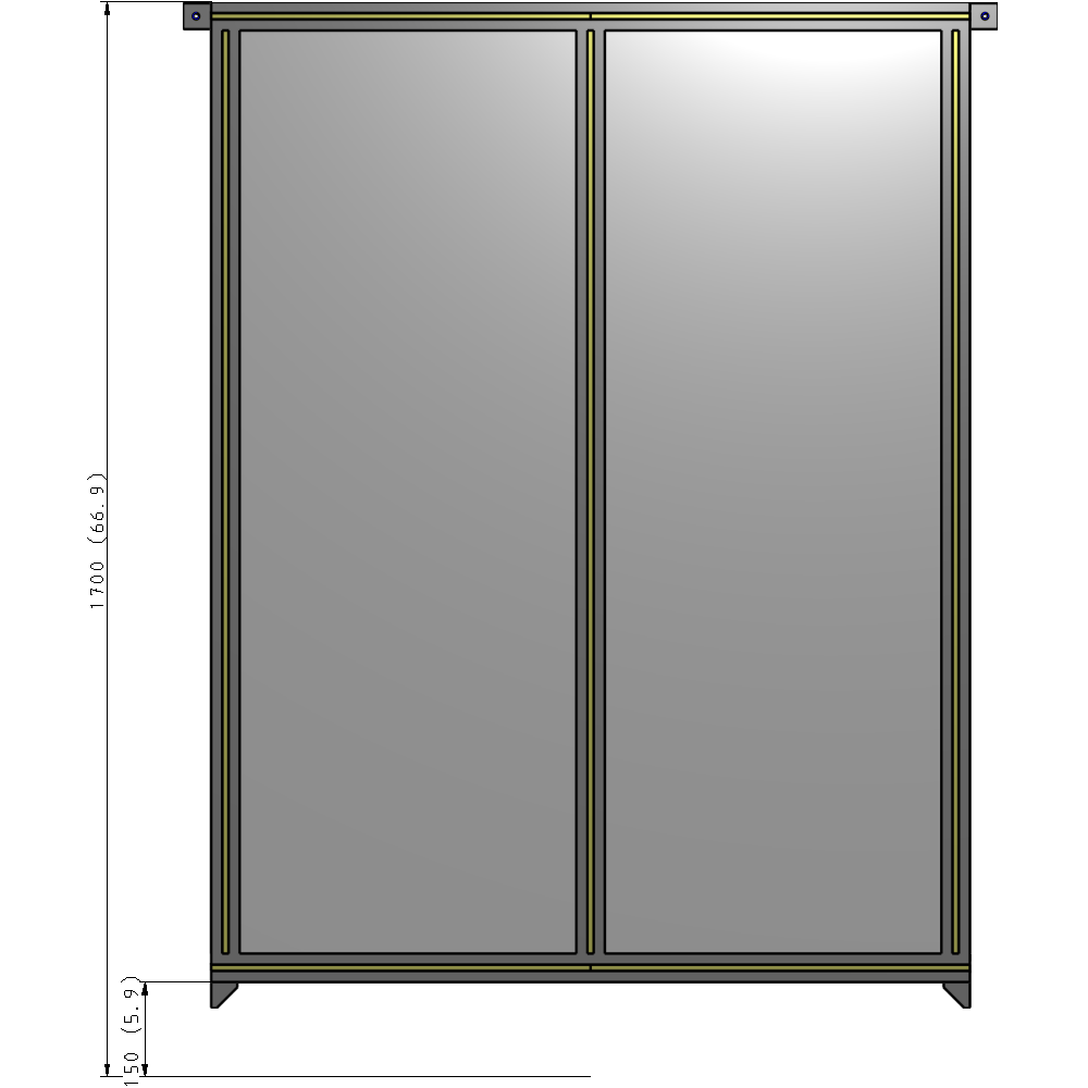 B4-1700-1200-0150-TYPZK DOUBLE PANEL-NO LEGS, TIE PLATE AND ANGLE CONNECTORS 1700MM X 1200MM  1/4" POLYCARBONATE, ASSEMBLED