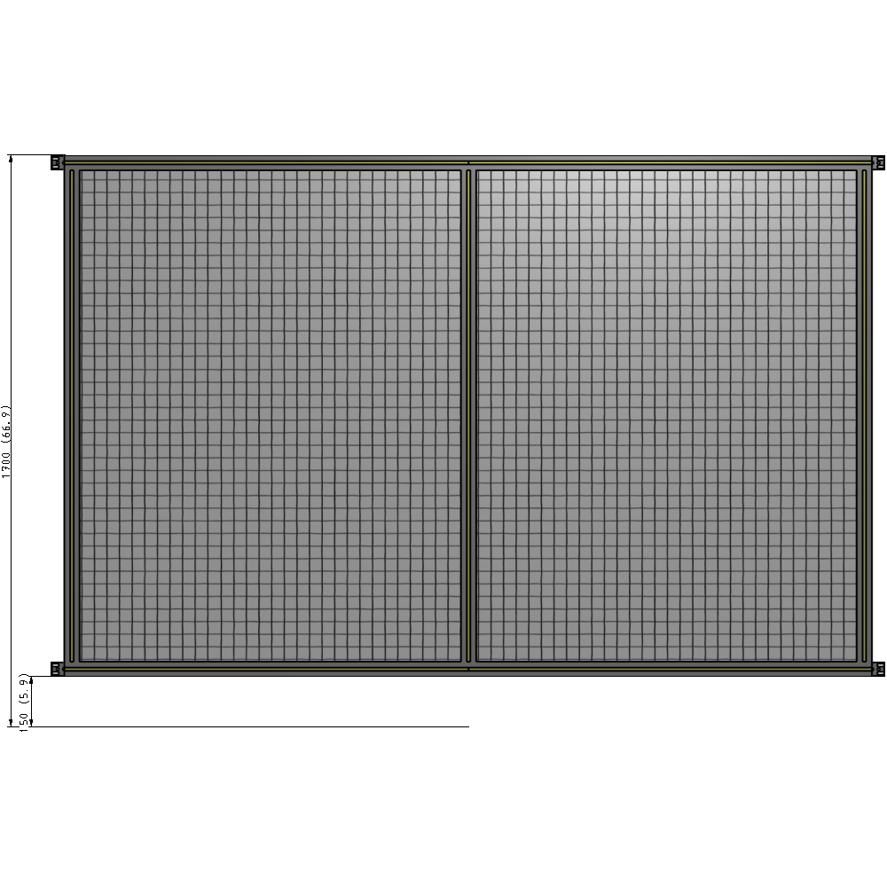 B4-1700-2400-0150-HYMZK DOUBLE PANEL-NO LEGS, HINGE CONNECTORS 1700MM X 2400MM  1" MESH, FULLY ASSEMBLED