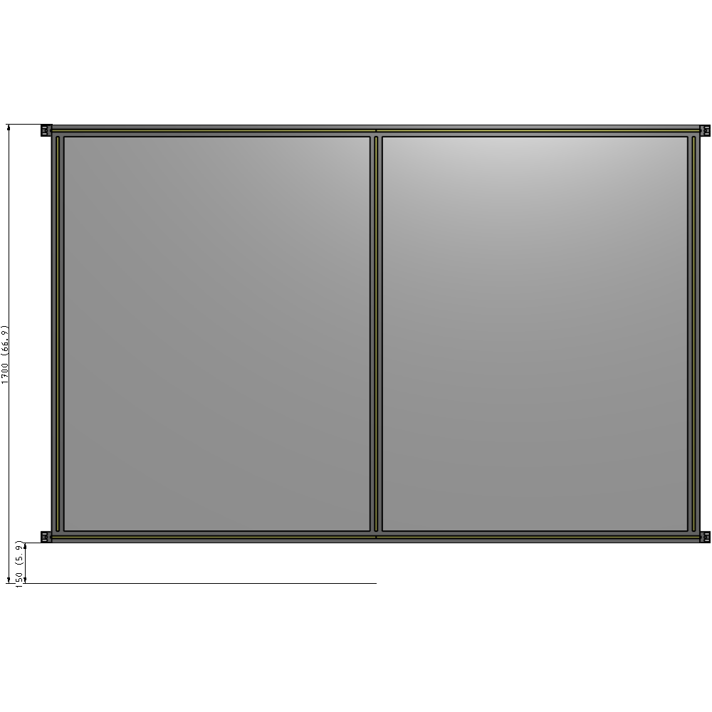 B4-1700-2400-0150-HYPZK DOUBLE PANEL-NO LEGS, HINGE CONNECTORS 1700MM X 2400MM  1/4" POLYCARBONATE, AS A KIT