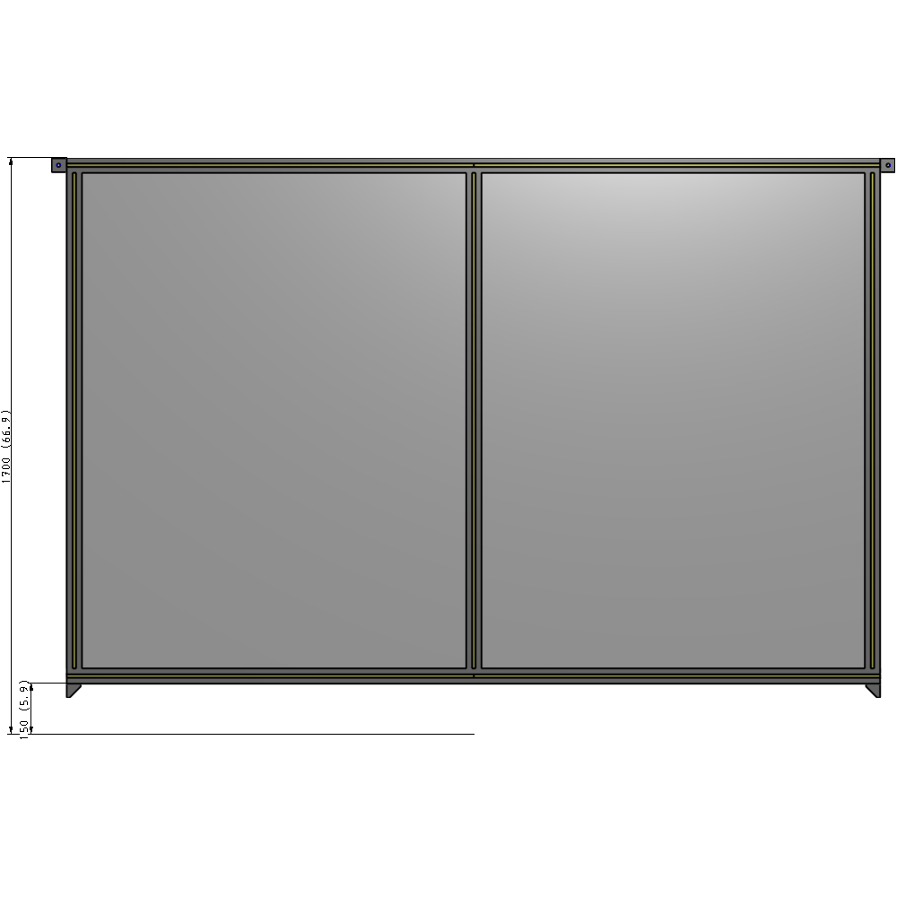 B4-1700-2400-0150-TYPZK DOUBLE PANEL-NO LEGS, TIE PLATE AND ANGLE CONNECTORS 1700MM X 2400MM  1/4" POLYCARBONATE, AS A KIT