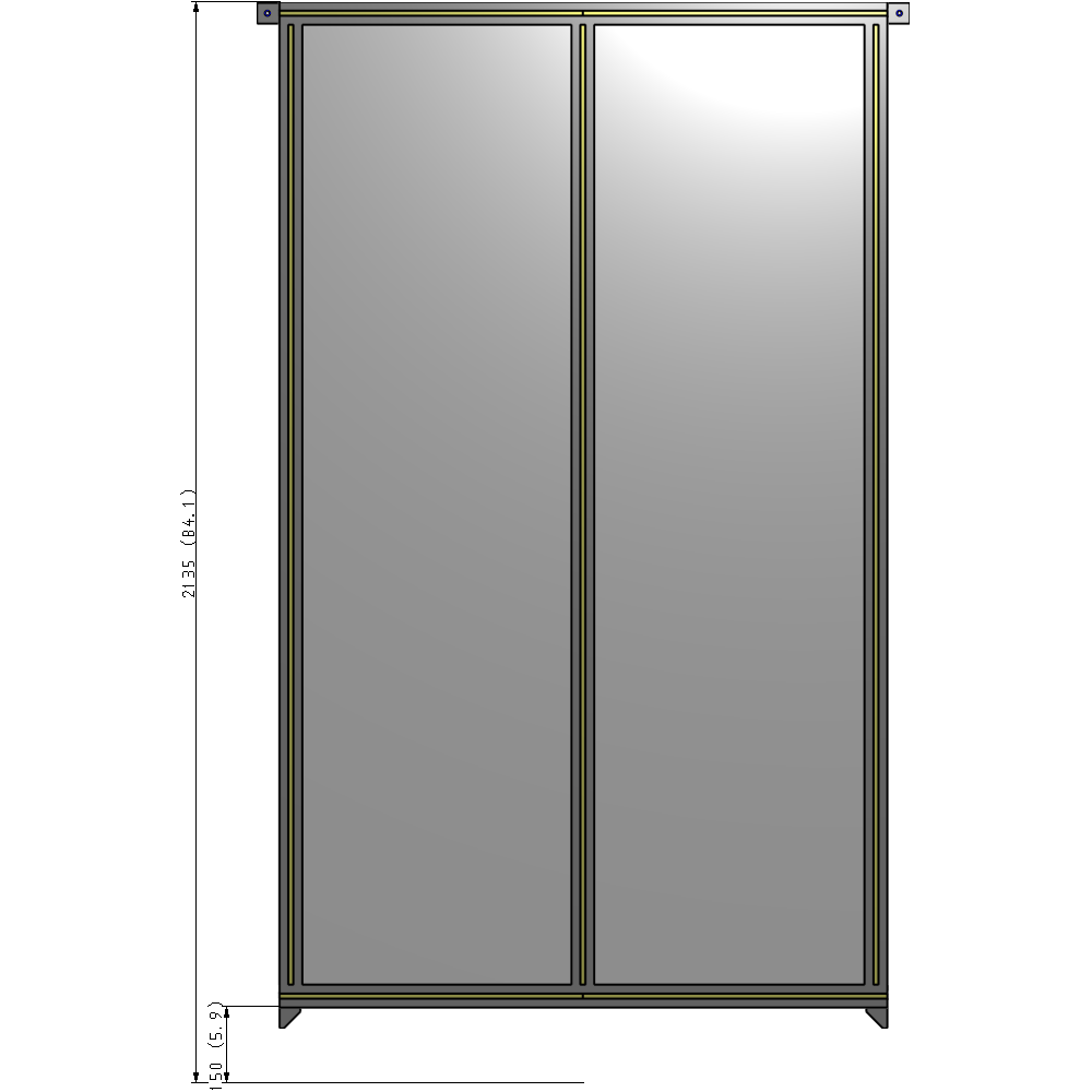 B4-2135-1200-0150-TYPZA DOUBLE PANEL-NO LEGS, TIE PLATE AND ANGLE CONNECTORS 2135MM X 1200MM 1/4" POLYCARBONATE, ASSEMBLED