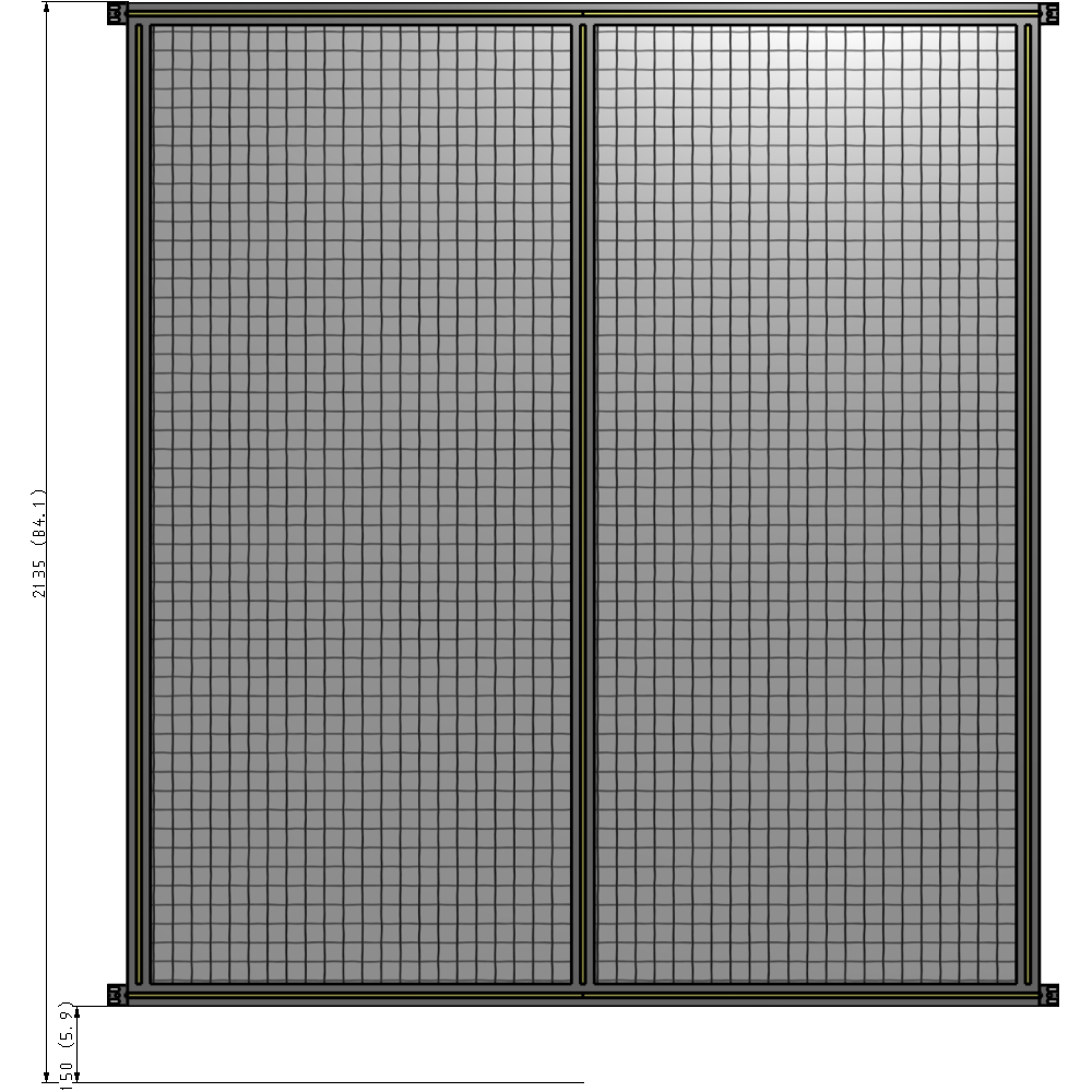 B4-2135-1800-0150-HYMZA DOUBLE PANEL-NO LEGS, HINGE CONNECTORS 2135MM X 1800MM  1" MESH, FULLY ASSEMBLED