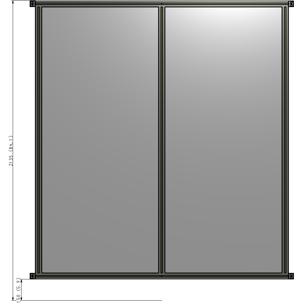 B4-2135-1800-0150-HYPZK DOUBLE PANEL-NO LEGS, HINGE CONNECTORS 2135MM X 1800MM 1/4" POLYCARBONATE, AS A KIT