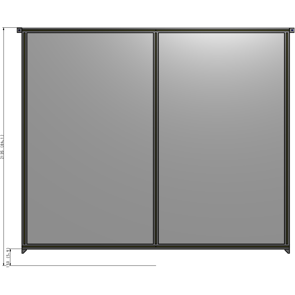 B4-2135-2400-0150-TYPZK DOUBLE PANEL-NO LEGS, TIE PLATE AND ANGLE CONNECTORS 2135MM X 2400MM  1/4" POLYCARBONATE, ASSEMBLED