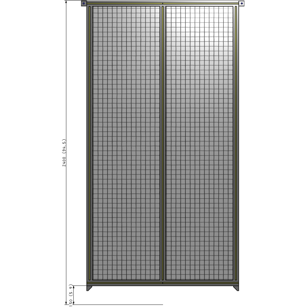 B4-2400-1200-0150-TYMZK DOUBLE PANEL-NO LEGS, TIE PLATE AND ANGLE CONNECTORS 2400MM X 1200MM 1" MESH, AS A KIT