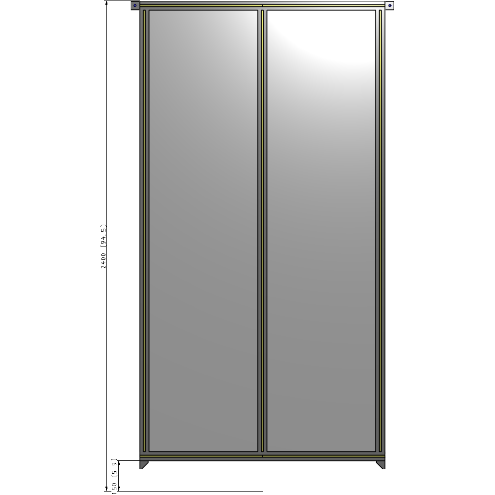 B4-2400-1200-0150-TYPZK DOUBLE PANEL-NO LEGS, TIE PLATE AND ANGLE CONNECTORS 2400MM X 1200MM 1/4" POLYCARBONATE, AS A KIT