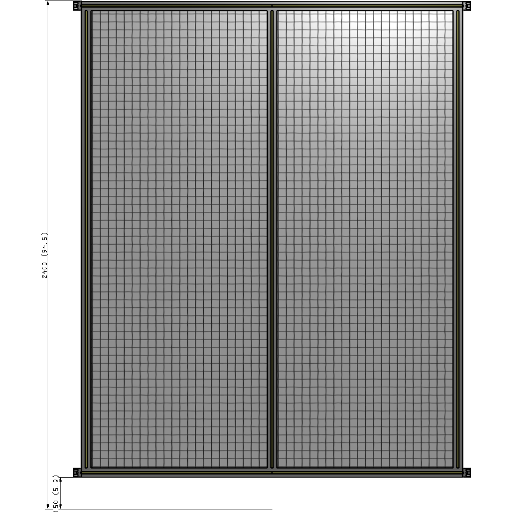 B4-2400-1800-0150-HYMZK DOUBLE PANEL-NO LEGS, HINGE CONNECTORS 2400MM X 1800MM 1" MESH, AS A KIT