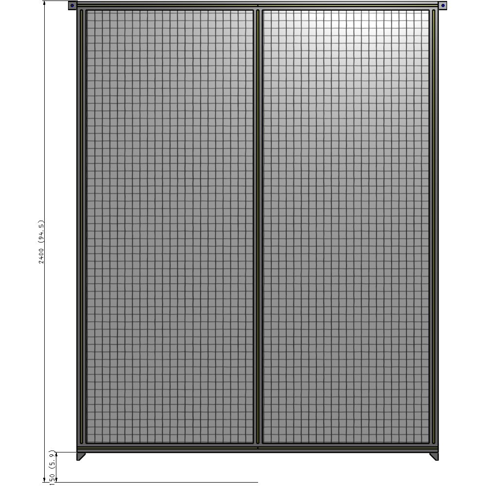 B4-2400-1800-0150-TYMZA DOUBLE PANEL-NO LEGS, TIE PLATE AND ANGLE CONNECTORS 2400MM X 1800MM 1" MESH, FULLY ASSEMBLED