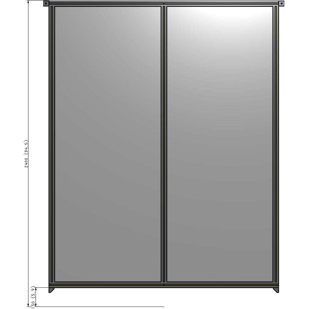 B4-2400-1800-0150-TYPZA DOUBLE PANEL-NO LEGS, TIE PLATE AND ANGLE CONNECTORS 2400MM X 1800MM  1/4" POLYCARBONATE, ASSEMBLED
