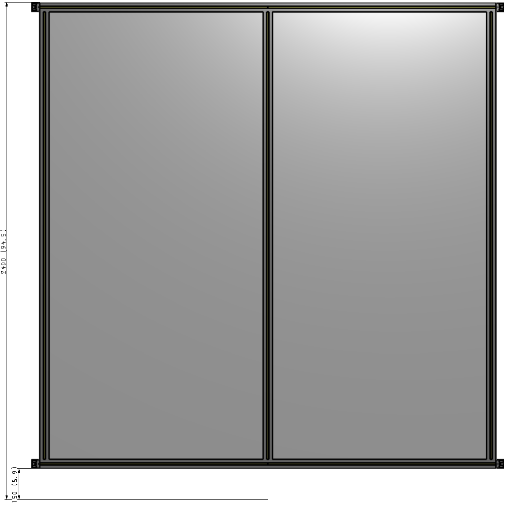 B4-2400-2200-0150-HYPZK DOUBLE PANEL-NO LEGS, HINGE CONNECTORS 2400MM X 2200MM  1/4" POLYCARBONATE, AS A KIT