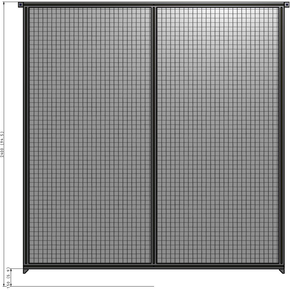 B4-2400-2200-0150-TYMZK DOUBLE PANEL-NO LEGS, TIE PLATE AND ANGLE CONNECTORS 2400MM X 2200MM 1" MESH, AS A KIT