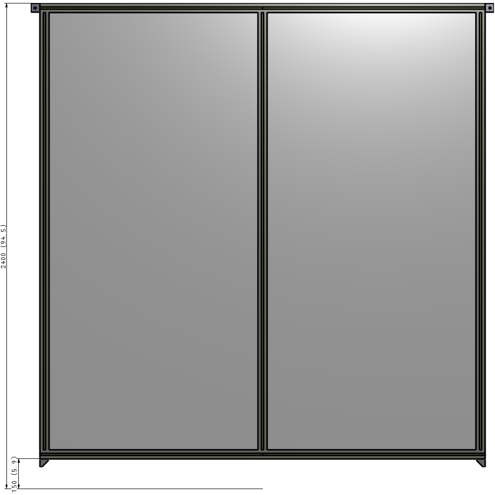 B4-2400-2200-0150-TYPZK DOUBLE PANEL-NO LEGS, TIE PLATE AND ANGLE CONNECTORS 2400MM X 2200MM 1/4" POLYCARBONATE, AS A KIT