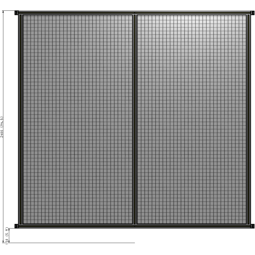 B4-2400-2400-0150-HYMZK DOUBLE PANEL-NO LEGS, HINGE CONNECTORS 2400MM X 2400MM  1" MESH, FULLY ASSEMBLED