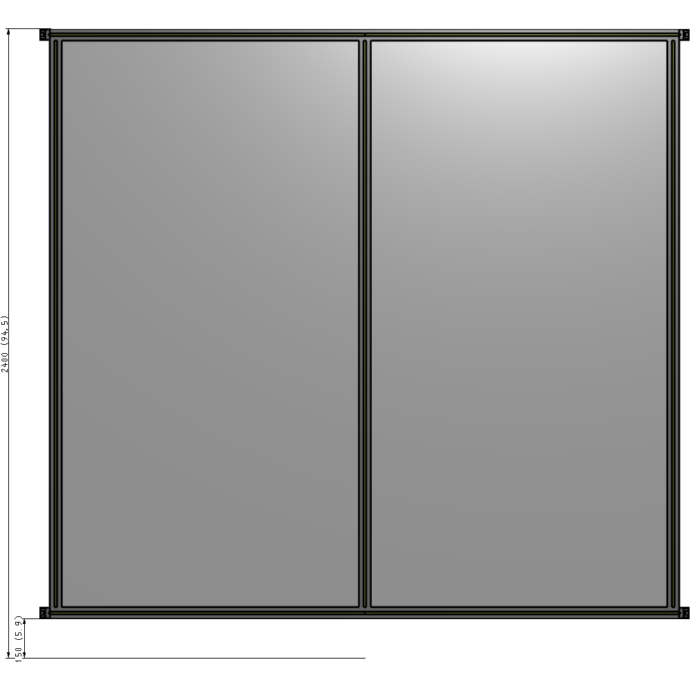 B4-2400-2400-0150-HYPZA DOUBLE PANEL-NO LEGS, HINGE CONNECTORS 2400MM X 2400MM 1/4" POLYCARBONATE, AS A KIT
