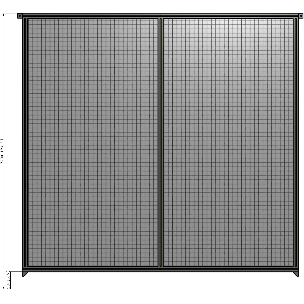B4-2400-2400-0150-TYMZA DOUBLE PANEL-NO LEGS, TIE PLATE AND ANGLE CONNECTORS 2400MM X 2400MM 1" MESH, AS A KIT