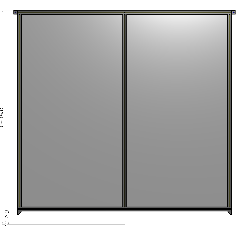 B4-2400-2400-0150-TYPZK DOUBLE PANEL-NO LEGS, TIE PLATE AND ANGLE CONNECTORS 2400MM X 2400MM 1/4" POLYCARBONATE, ASSEMBLED