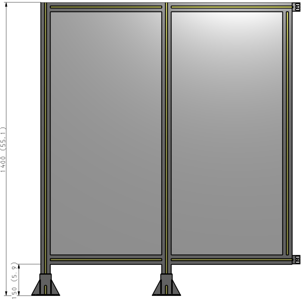 B5-1400-1200-0150-HYPFA DOUBLE PANEL-LEGS ON LEFT AND CENTER WITH HINGES 1400MM X 1200MM 1/4" POLYCARBONATE, AS A KIT