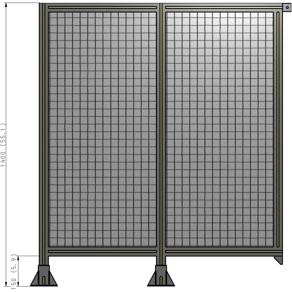 B5-1400-1200-0150-TYMFK DOUBLE PANEL-LEGS ON LEFT AND CENTER, TIE PLATE ON RIGHT 1400MM X 1200MM  1" MESH, FULLY ASSEMBLED