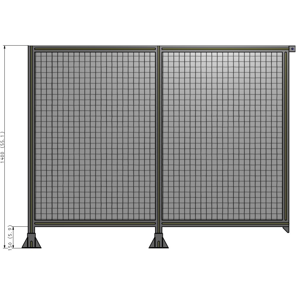 B5-1400-1800-0150-TYMFA DOUBLE PANEL-LEGS ON LEFT AND CENTER, TIE PLATE ON RIGHT 1400MM X 1800MM  1" MESH, AS A KIT