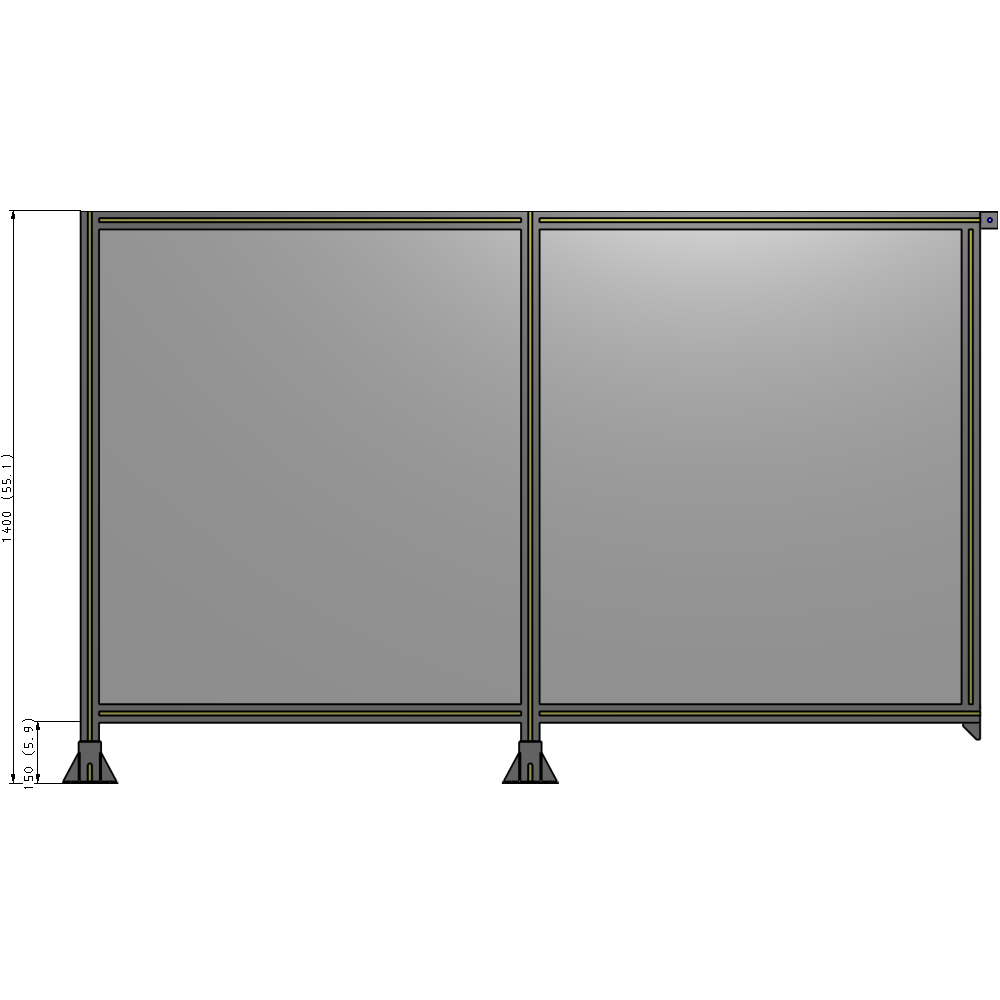 B5-1400-2200-0150-TYPFK DOUBLE PANEL-LEGS ON LEFT AND CENTER, TIE PLATE ON RIGHT 1400MM X 2200MM 1/4" POLYCARBONATE, AS KIT