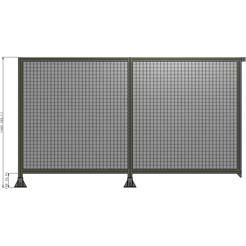 B5-1400-2400-0150-TYMFA DOUBLE PANEL-LEGS ON LEFT AND CENTER, TIE PLATE ON RIGHT 1400MM X 2400MM 1" MESH, FULLY ASSEMBLED