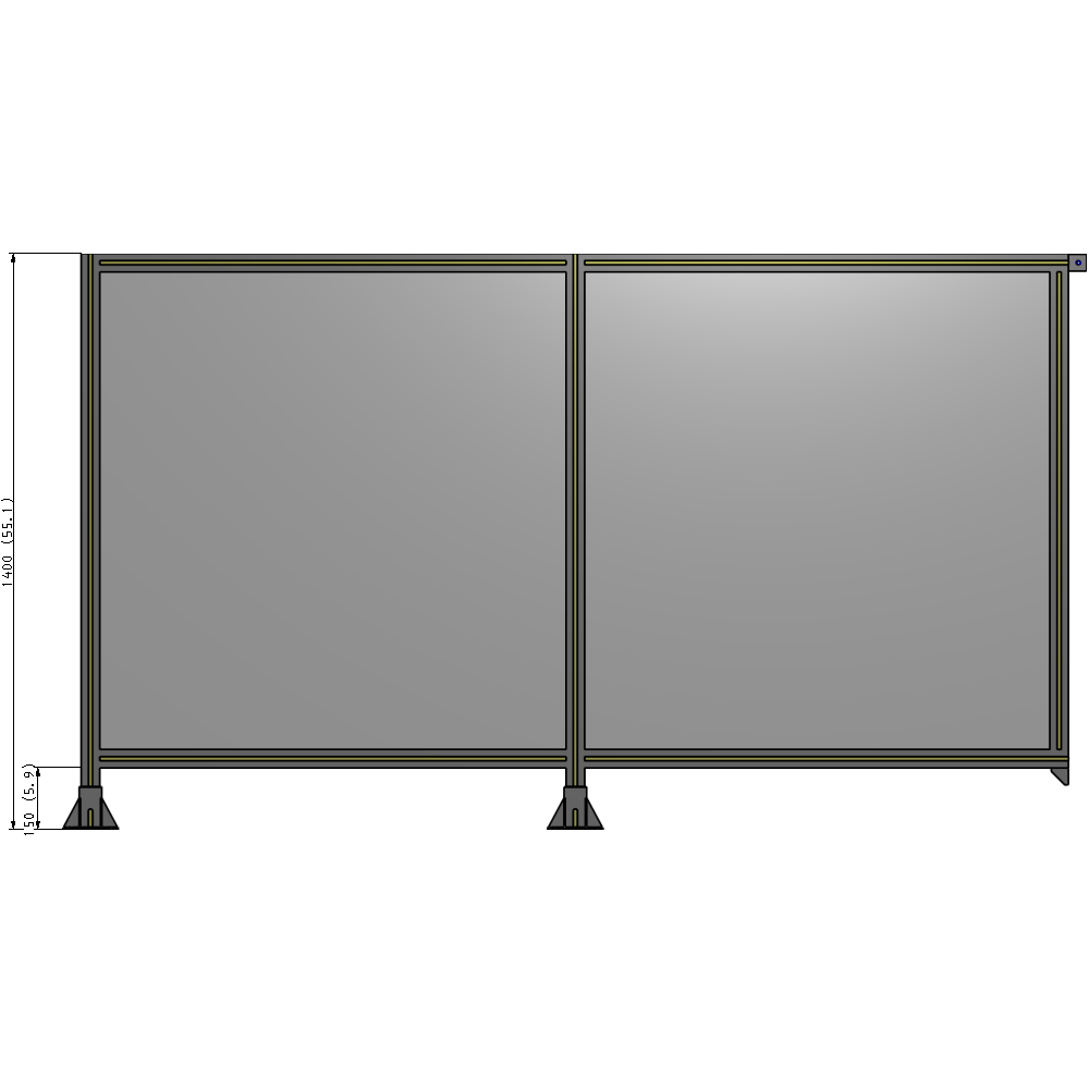 B5-1400-2400-0150-TYPFK DOUBLE PANEL-LEGS ON LEFT AND CENTER, TIE PLATE ON RIGHT 1400MM X 2400MM 1/4" POLYCARBONATE, AS KIT