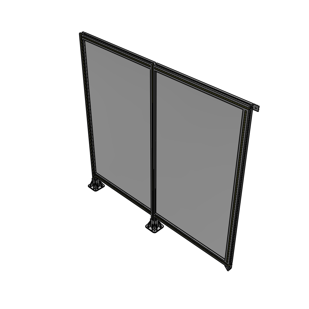 B5-1700-1800-0150-TYPFK DOUBLE PANEL-LEGS ON LEFT AND CENTER, TIE PLATE ON RIGHT 1700MM X 1800MM  1/4" POLYCARBONATE, AS KIT