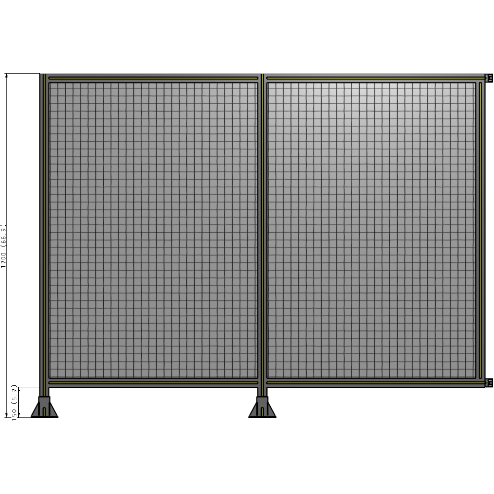 B5-1700-2200-0150-HYMFA DOUBLE PANEL-LEGS ON LEFT AND CENTER WITH HINGES 1700MM X 2200MM  1" MESH, FULLY ASSEMBLED