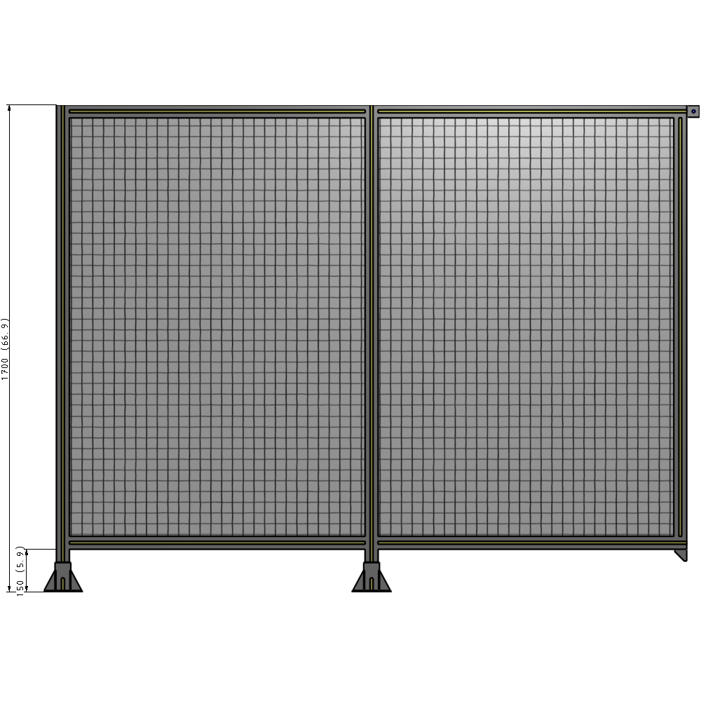 B5-1700-2200-0150-TYMFK DOUBLE PANEL-LEGS ON LEFT AND CENTER, TIE PLATE ON RIGHT 1700MM X 2200MM  1" MESH, AS A KIT