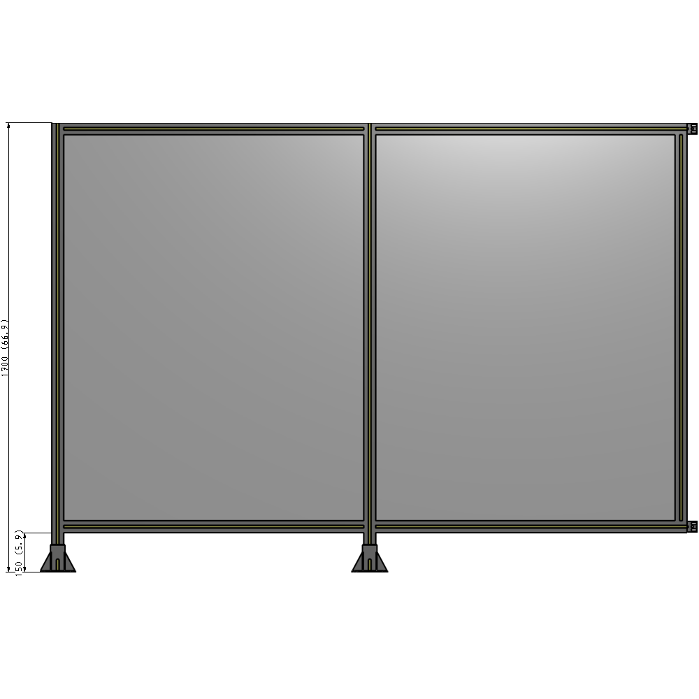 B5-1700-2400-0150-HYPFK DOUBLE PANEL-LEGS ON LEFT AND CENTER WITH HINGES 1700MM X 2400MM  1/4" POLYCARBONATE, AS A KIT