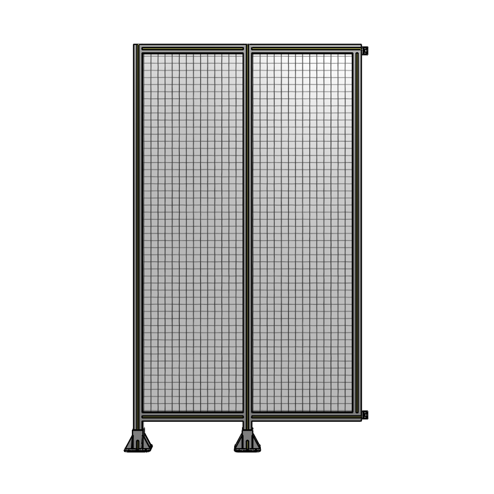 B5-2135-1200-0150-HYMFA DOUBLE PANEL-LEGS ON LEFT AND CENTER WITH HINGES 2135MM X 1200MM 1" MESH, FULLY ASSEMBLED