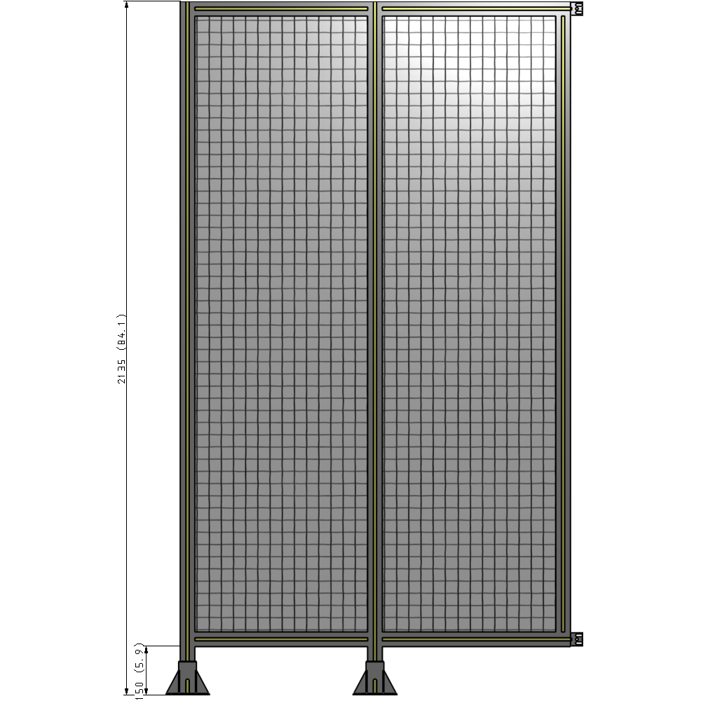 B5-2135-1200-0150-HYMFK DOUBLE PANEL-LEGS ON LEFT AND CENTER WITH HINGES 2135MM X 1200MM 1" MESH, AS A KIT