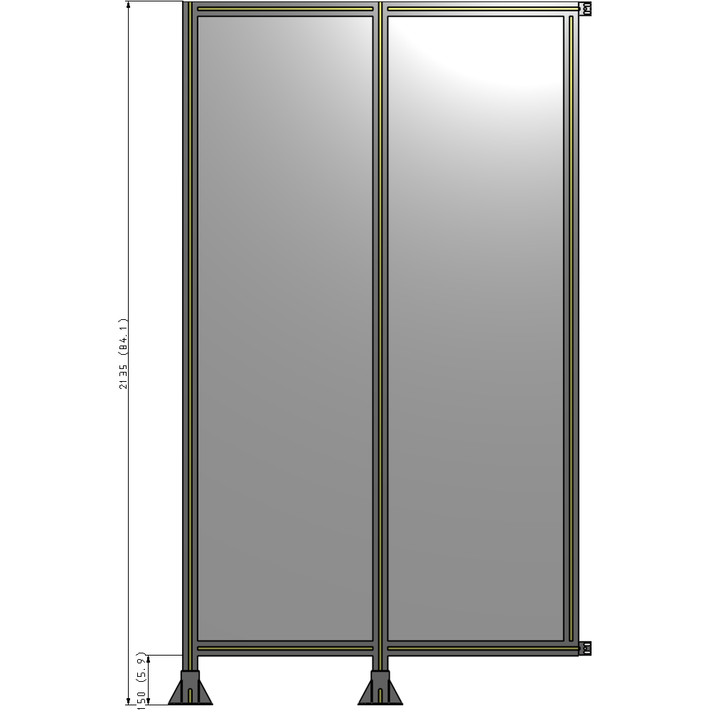 B5-2135-1200-0150-HYPFK DOUBLE PANEL-LEGS ON LEFT AND CENTER WITH HINGES 2135MM X 1200MM  1/4" POLYCARBONATE, AS A KIT