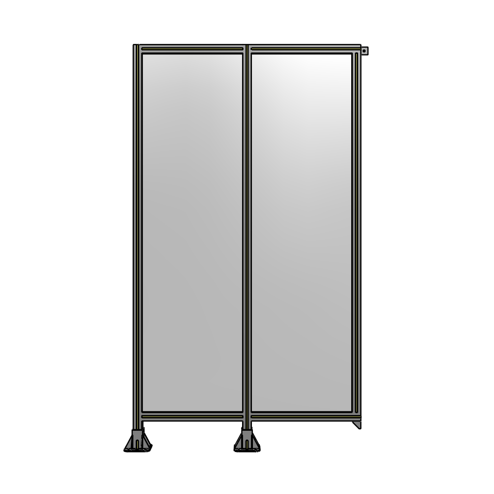 B5-2135-1200-0150-TYPFA DOUBLE PANEL-LEGS ON LEFT AND CENTER, TIE PLATE ON RIGHT 2135MM X 1200MM  1/4" POLYCARB, ASSEMBLED